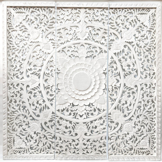 Flora Carved Wall Art | 3 Piece Set | 150cm