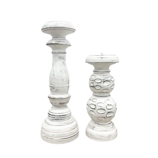 Boho Whitewash Candle Sticks