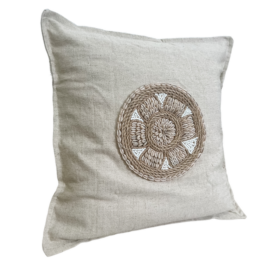 Siren Embellished Cushion | Cowrie Shell | 50x50cm