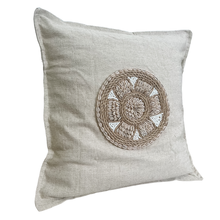 Siren Embellished Cushion | Cowrie Shell | 50x50cm