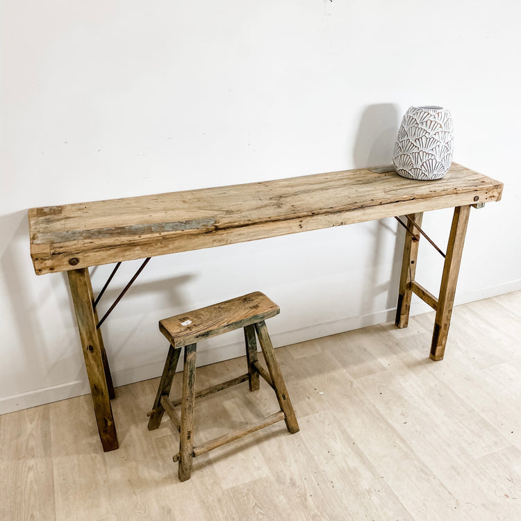 Vintage Indian Reclaimed Teak Tent Table