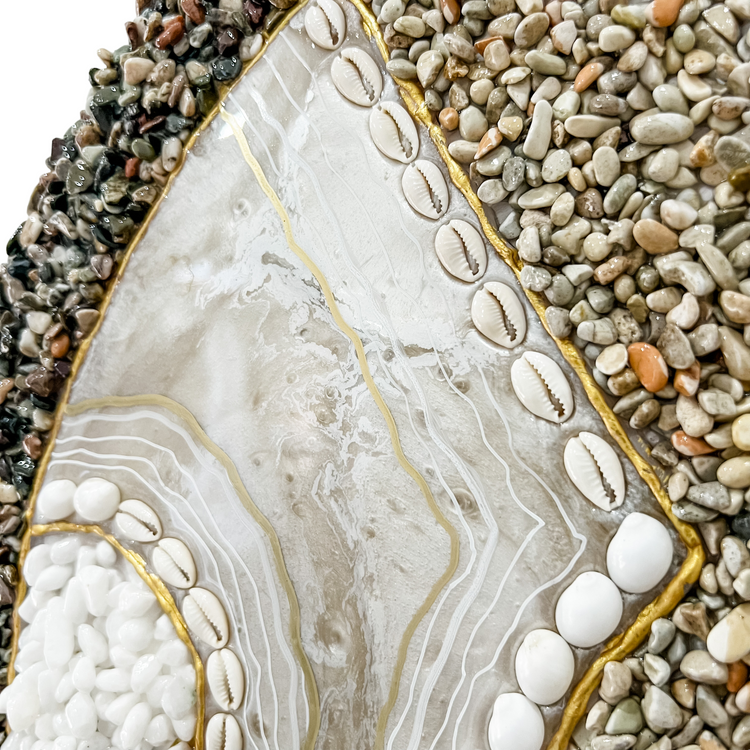 Geode Resin Wall Art | 60cm | Mother of Pearl & Brown