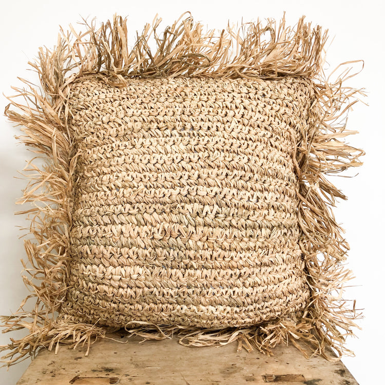 Fringed Raffia Cushion Covers