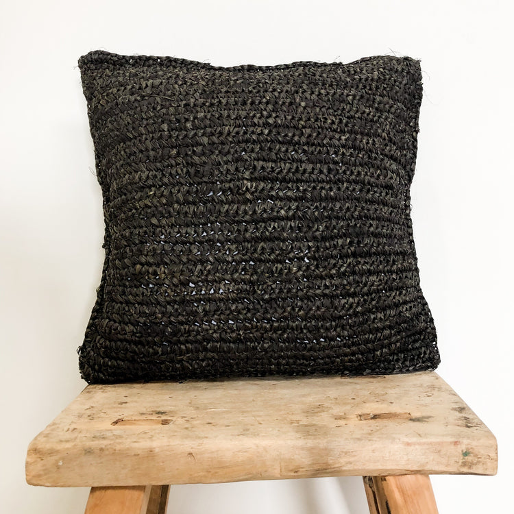 Black Raffia Cushion Covers