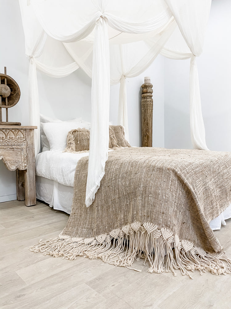 Summer Breeze Throw featuring macrame frings