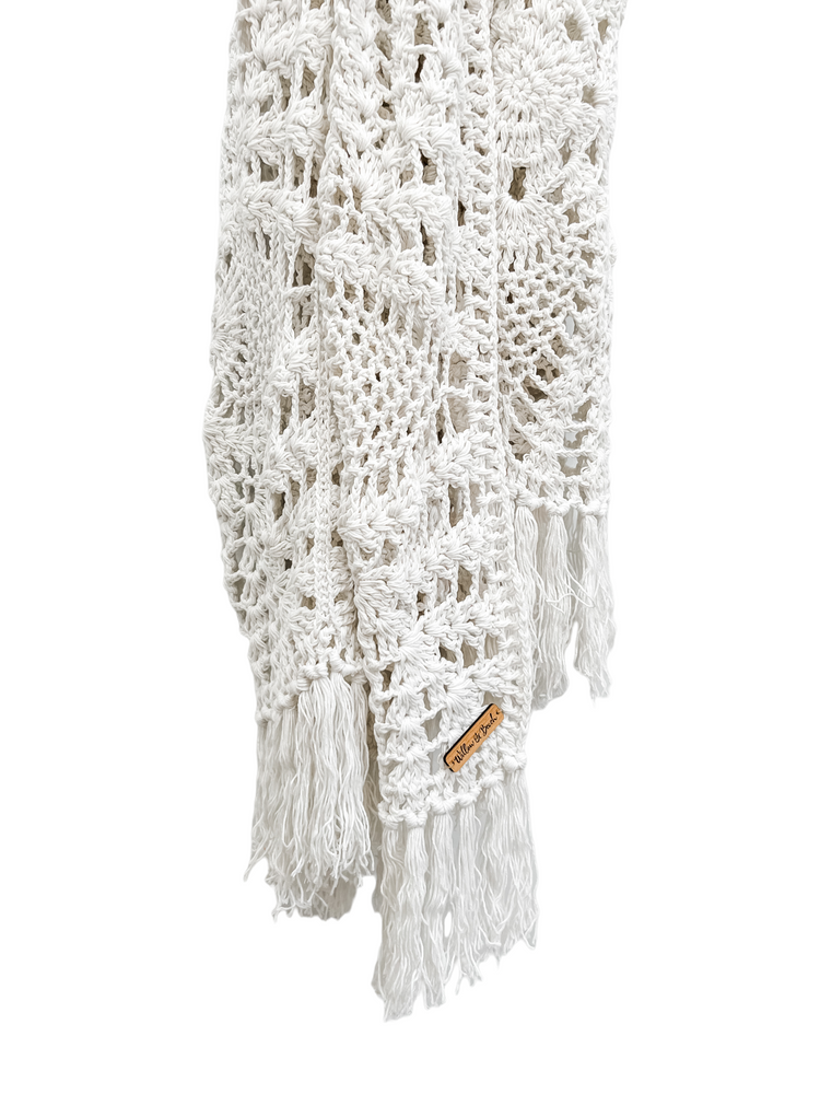Maria Crochet Throw Bed Runner | White | 90x200cm PREORDER