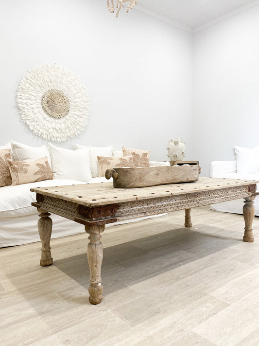 Vintage Carved Teak Coffee Table