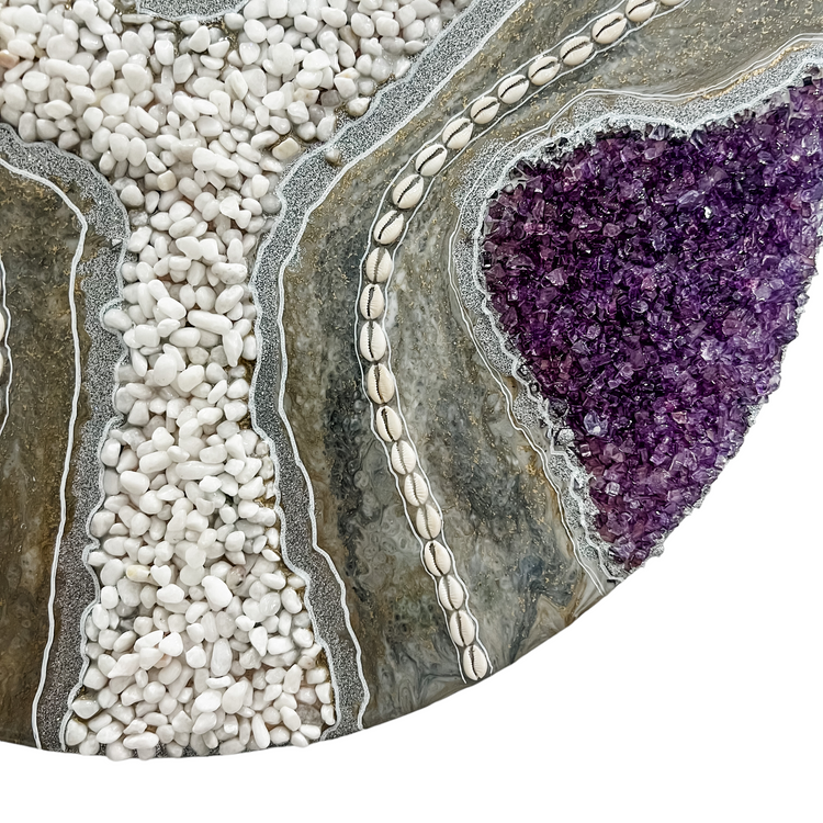 Geode Resin Wall Art | 60cm | Amethyst & Taupe