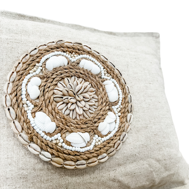 Siren Embellished Cushion | White Shell | 35x50cm