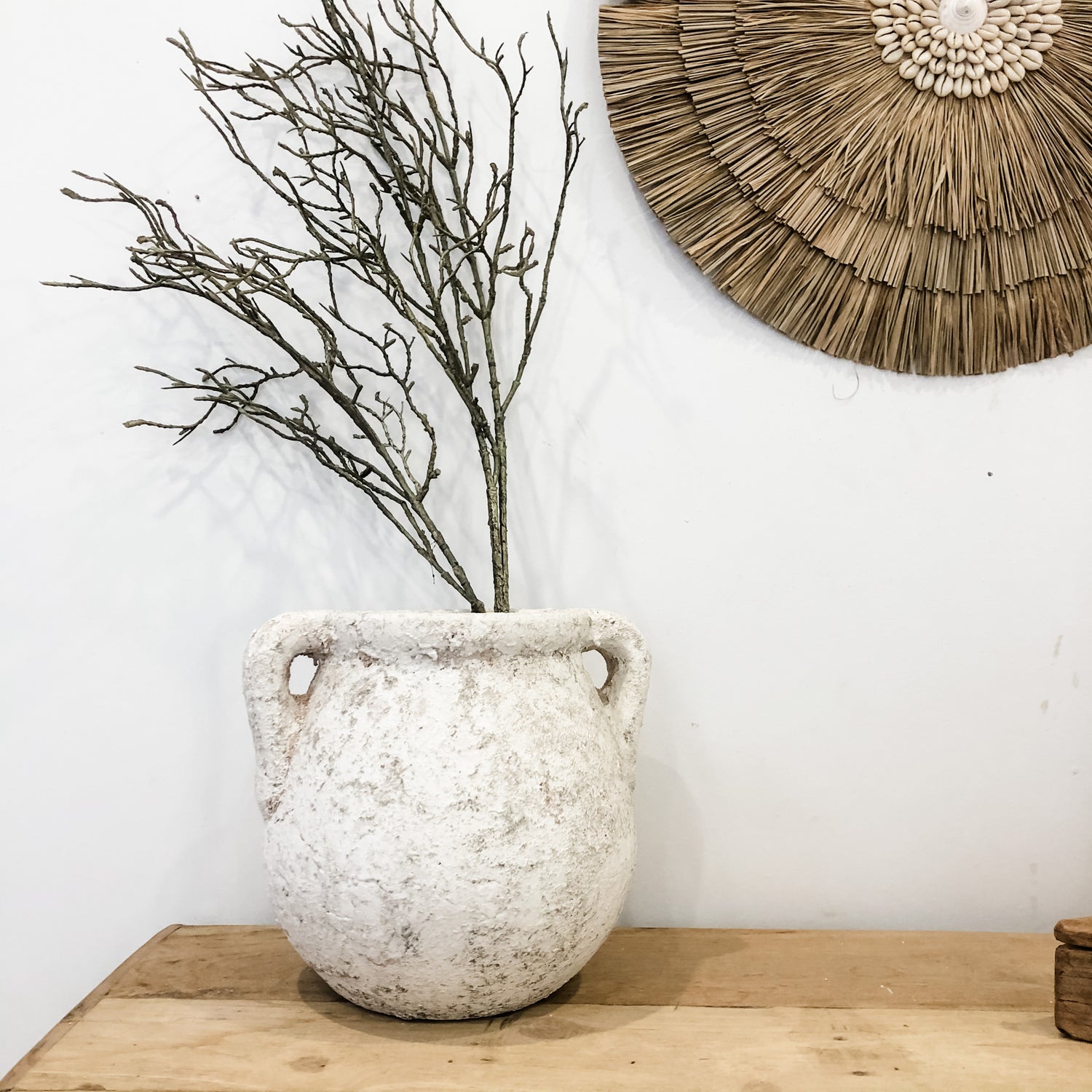 Milos Rustic White Urn Bohemian Style