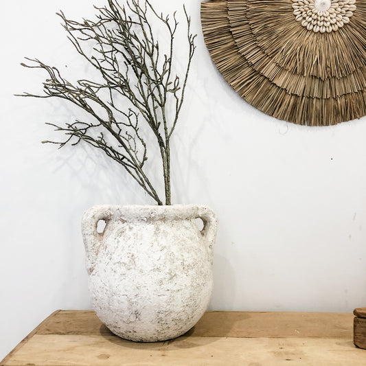 Milos Rustic White Urn Bohemian Style