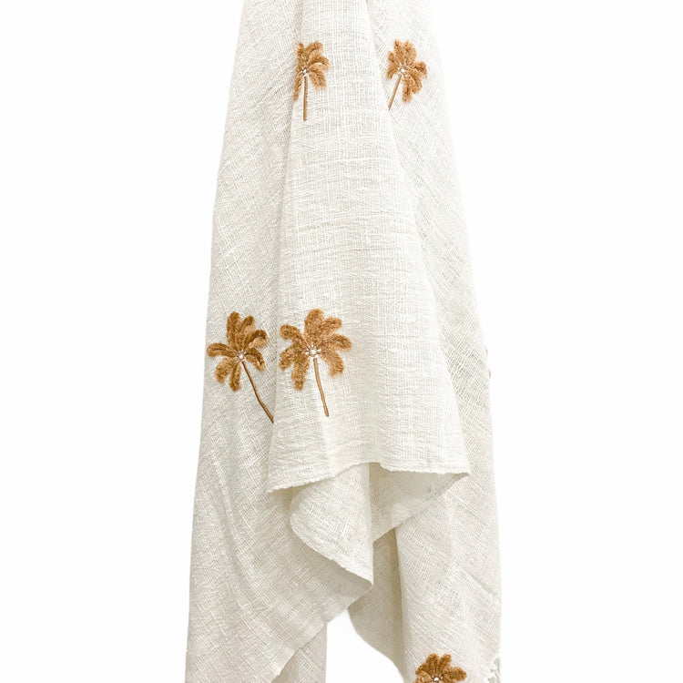 Cotton Slub Saffron Palms Throw