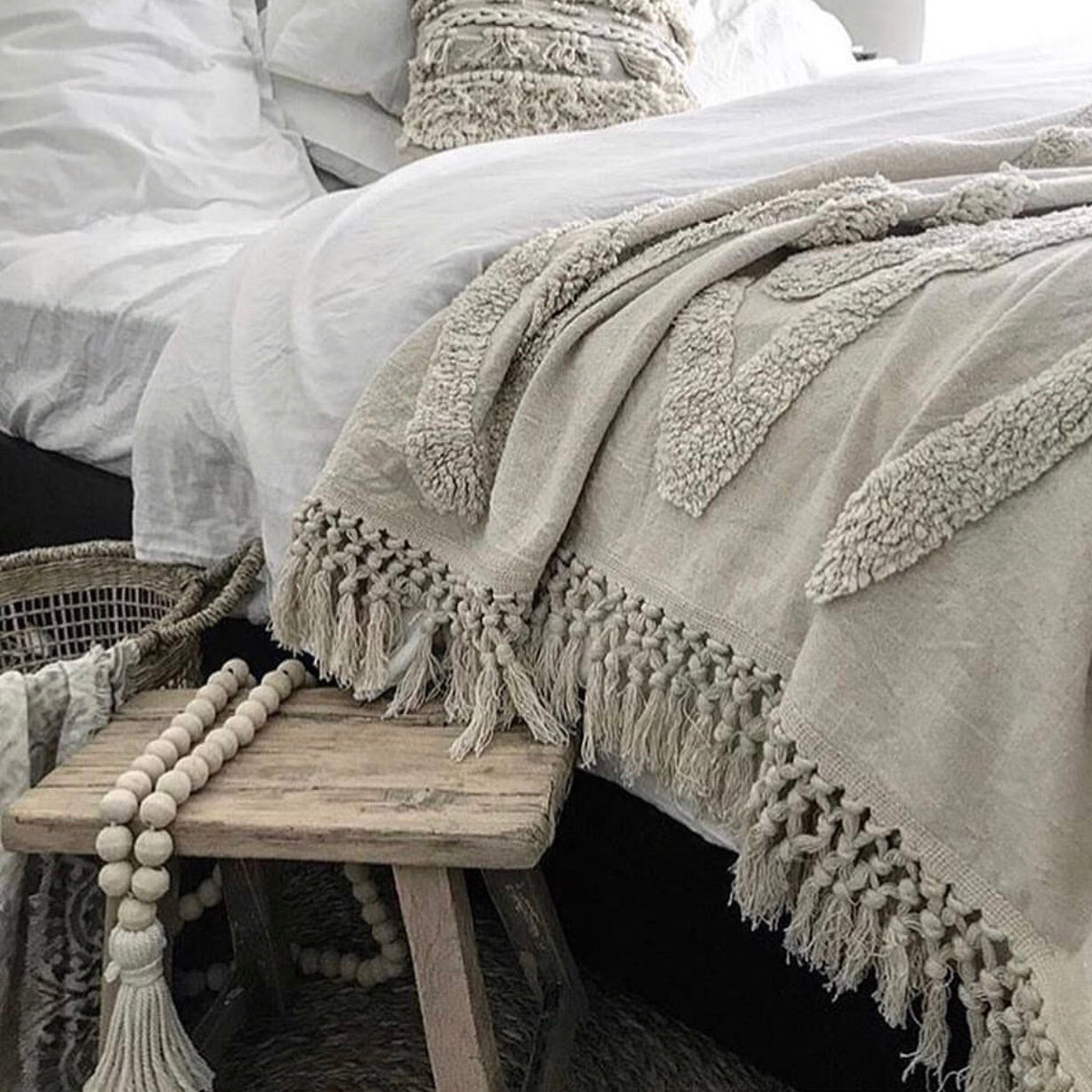 Madlenka Tassel Throw Natural Willow Beech Essentials Collection