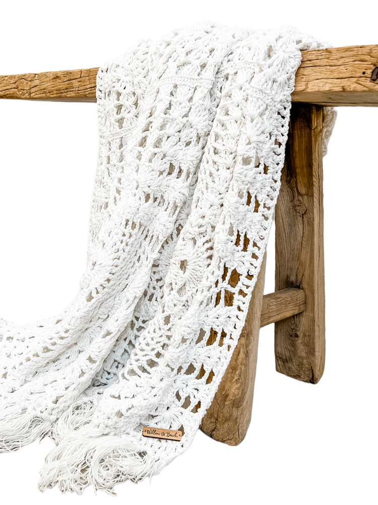 Maria Crochet Throw Bed Runner | White | 90x200cm PREORDER