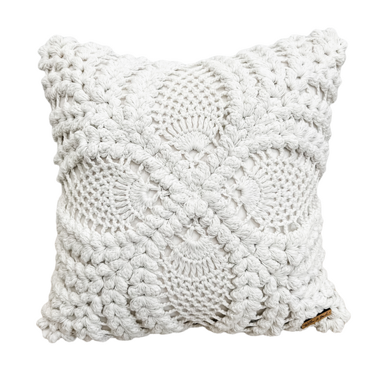 Maria Crochet Cushion Cover | White | 50x50cm