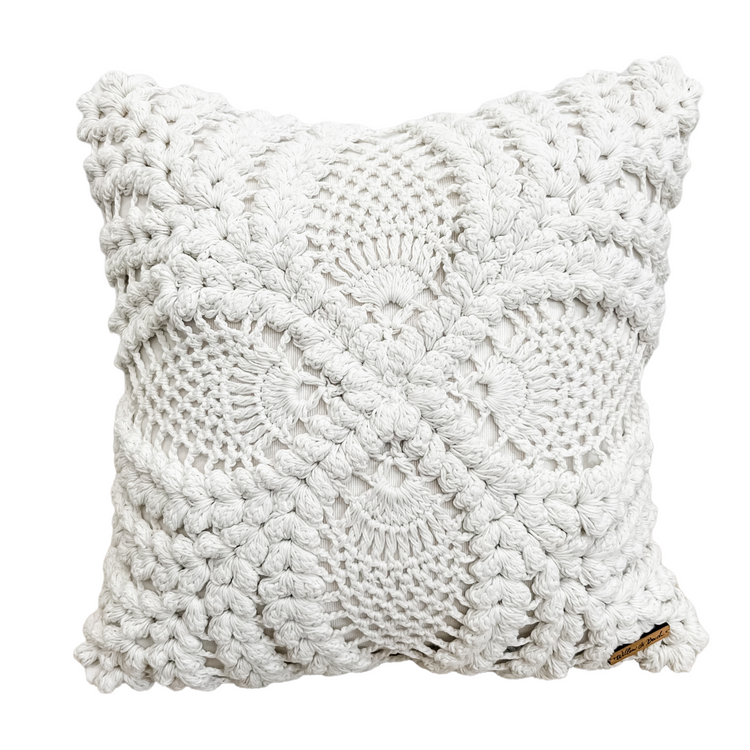 Maria Crochet Cushion Cover | White | 45x45cm