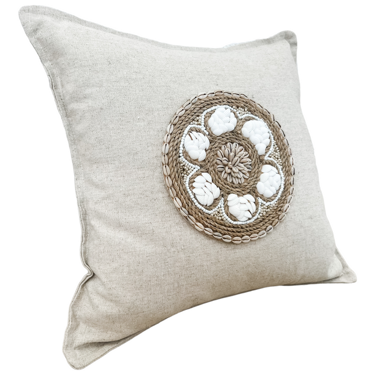 Siren Embellished Cushion | White Shell | 50x50cm