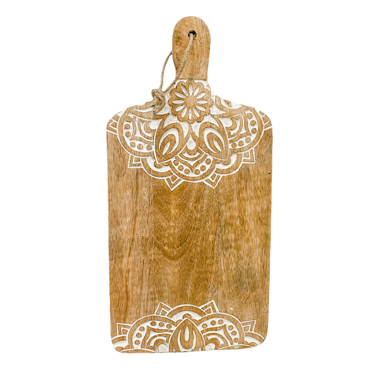 Rectangle Timber Board featuring white mandala