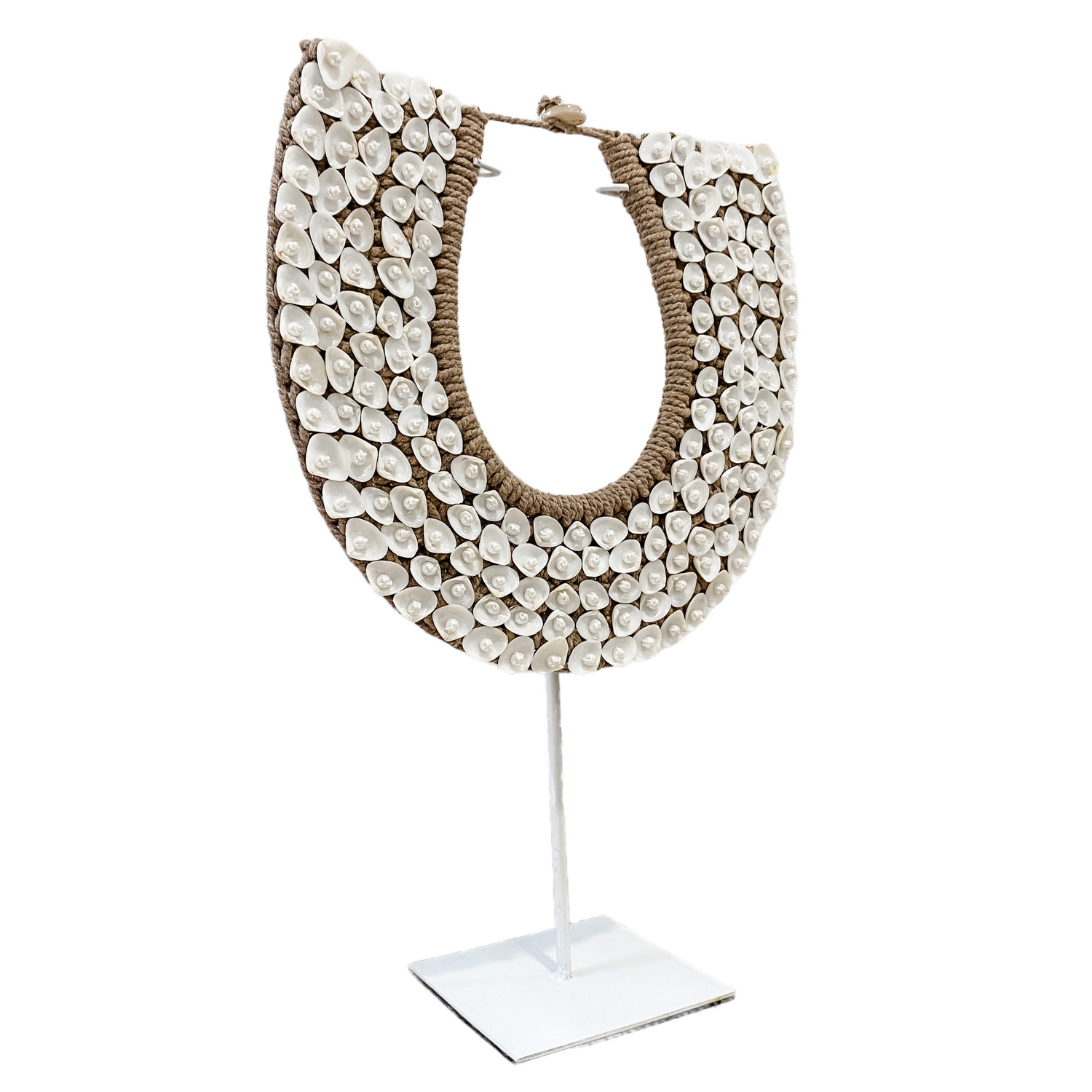 White Oliana Shell Necklace on Stand