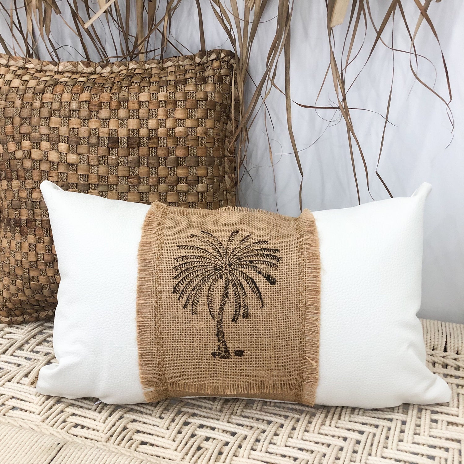 Stamped Palm Cushions Coastal Decor