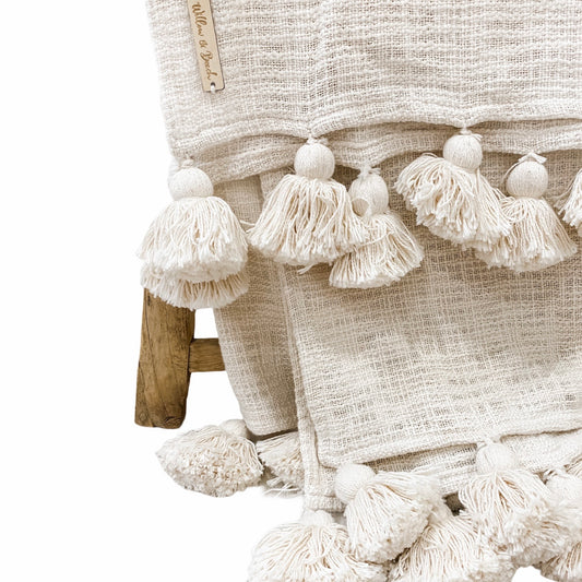 Natural Maklak Tassel Throw