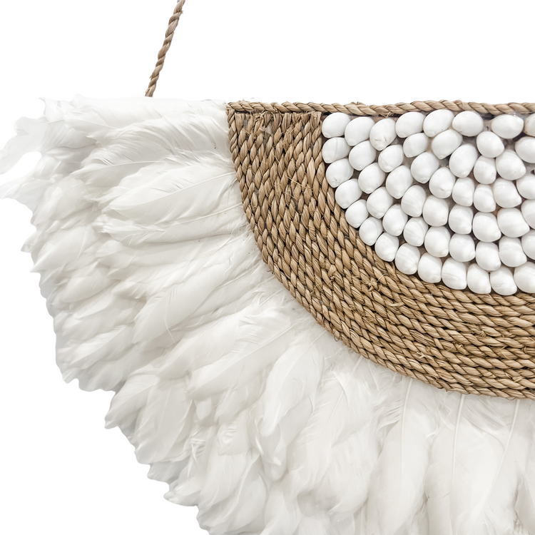 Angel Feather Wall Hanging | White Shell
