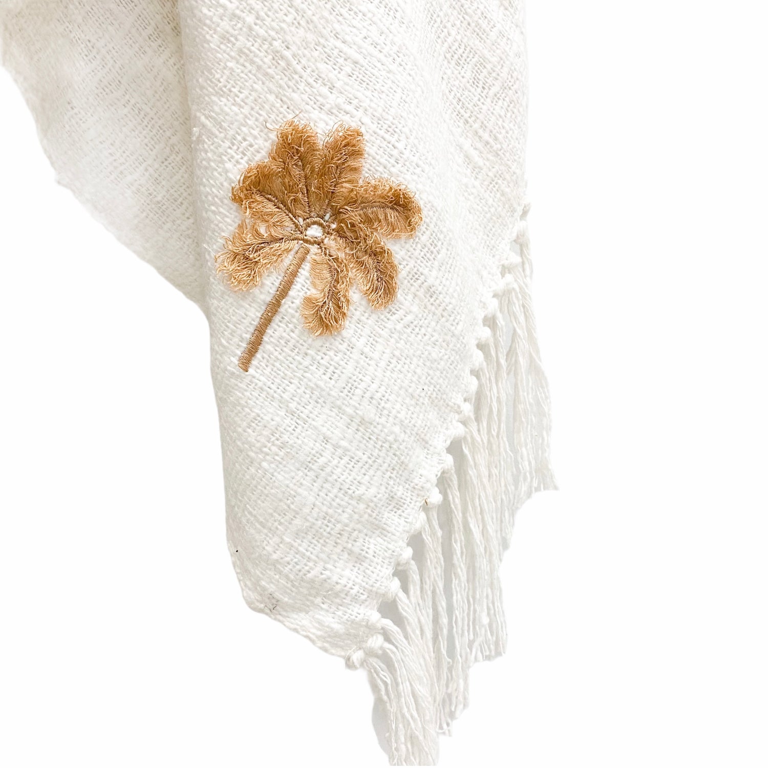 Saffron Palms Throw featuring soft embroidery