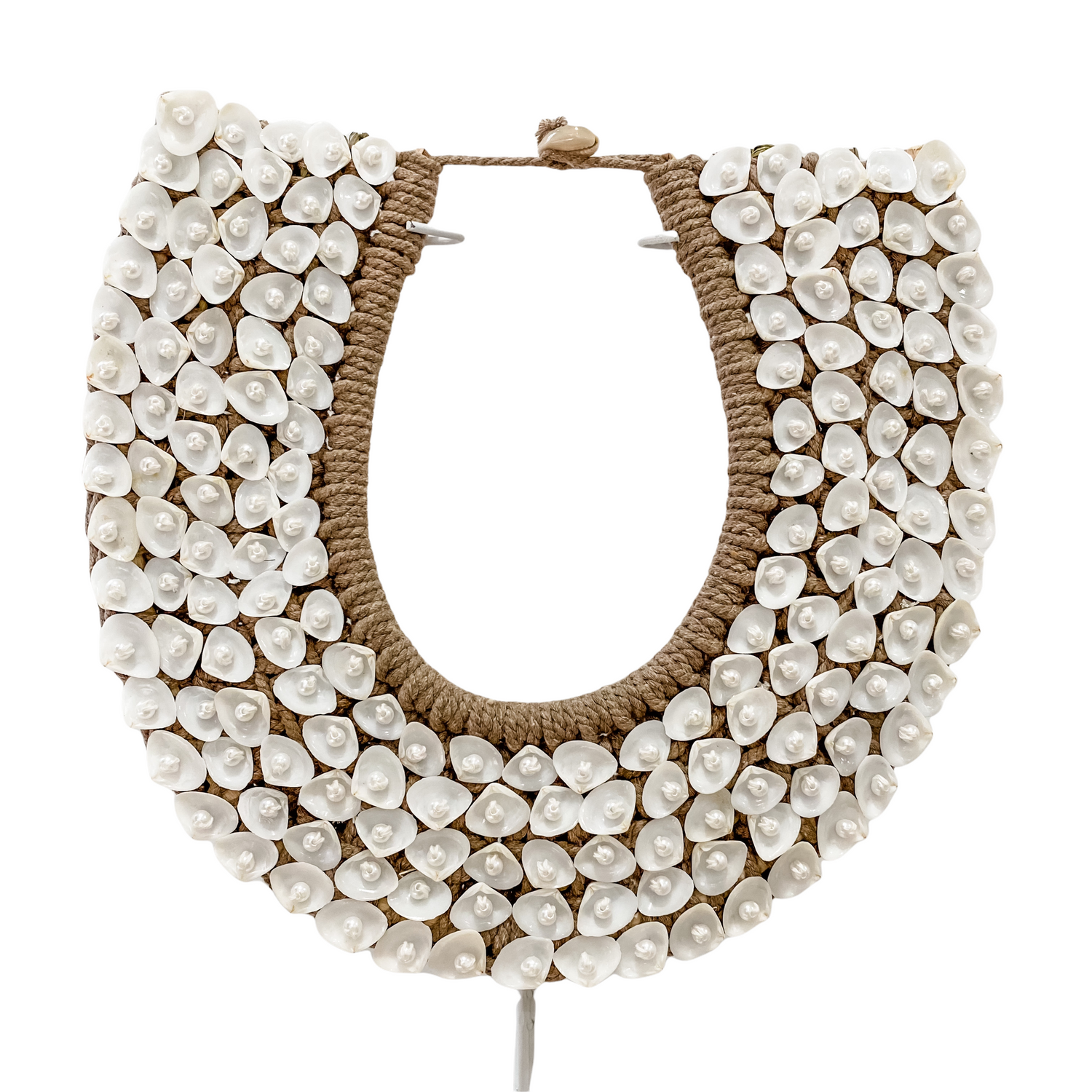 White Oliana Shell Necklace on Stand Beach Decor