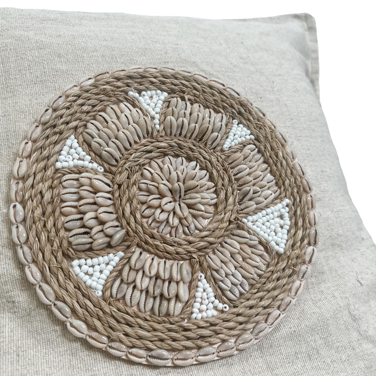 Siren Embellished Cushion | Cowrie Shell | 50x50cm