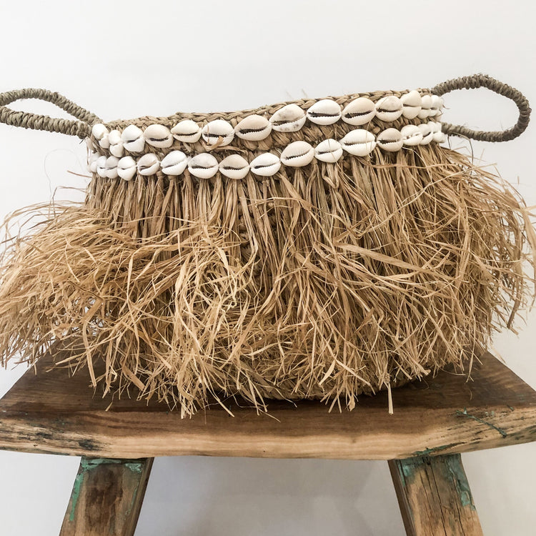 Bora Bora Raffia Baskets featuring Cowrie