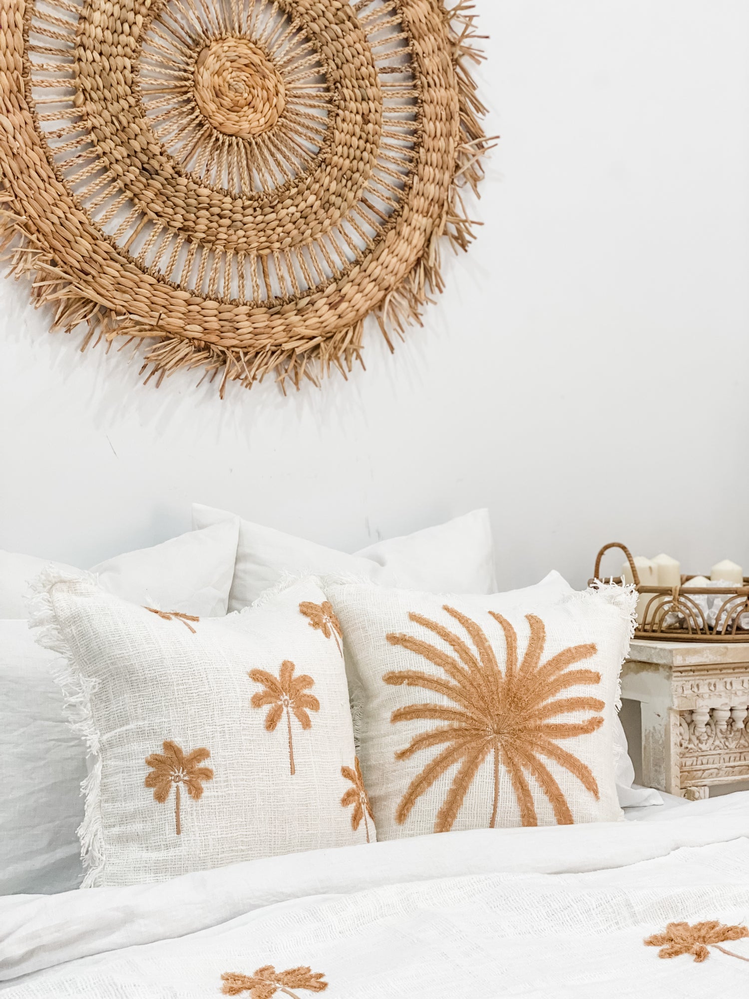 Saffron Palms Cushion Boho Decor