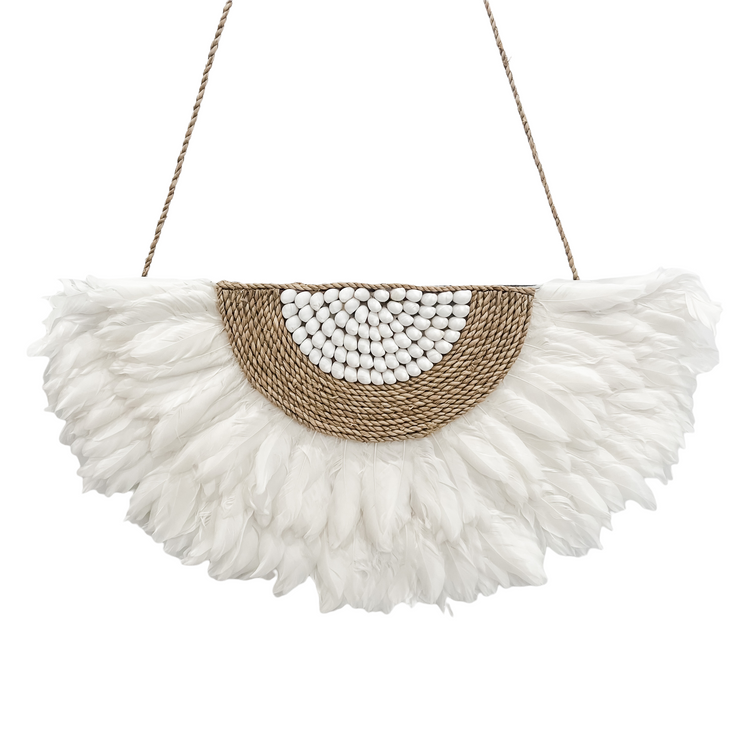 Angel Feather Wall Hanging | White Shell
