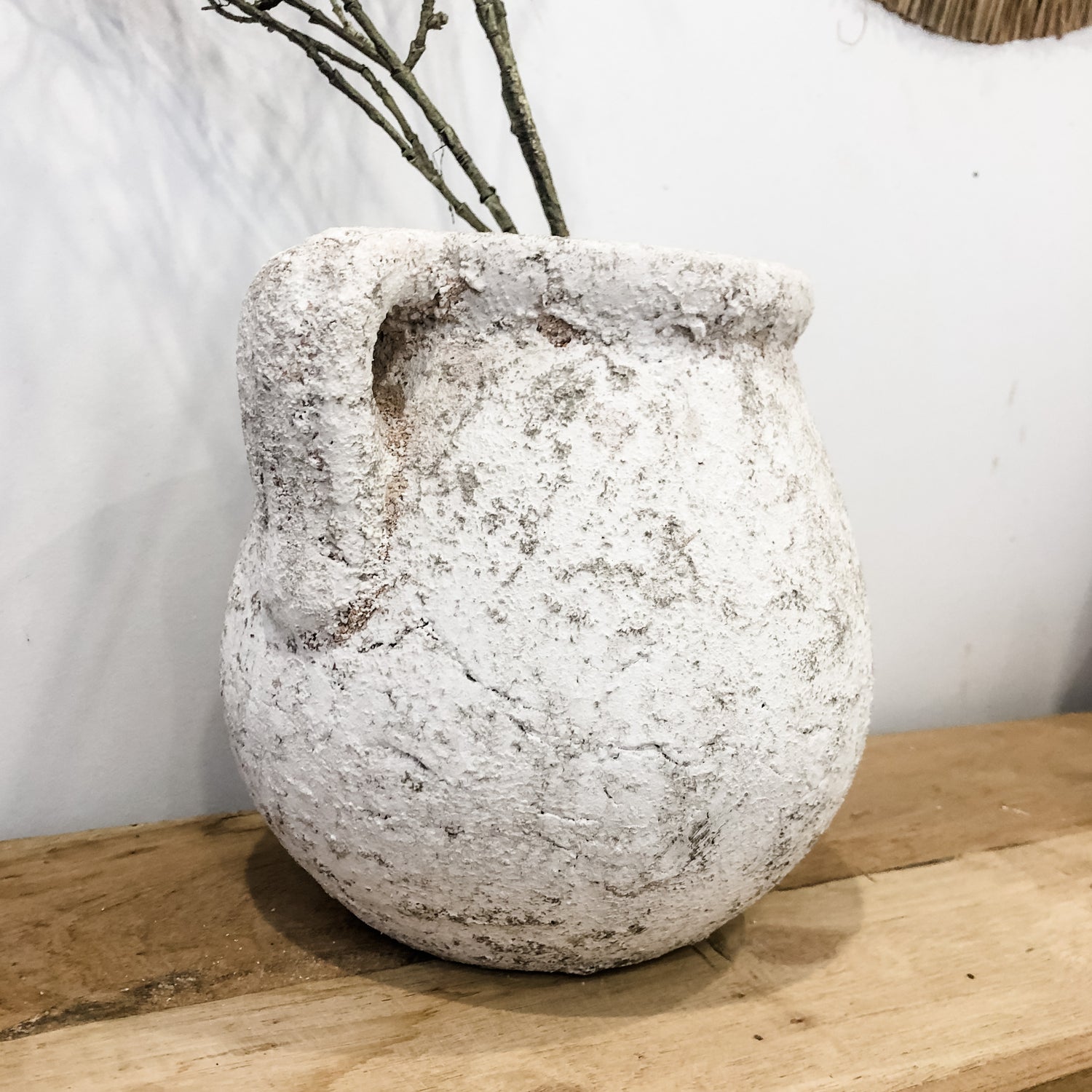 Milos Rustic White Urn Natural Homewares