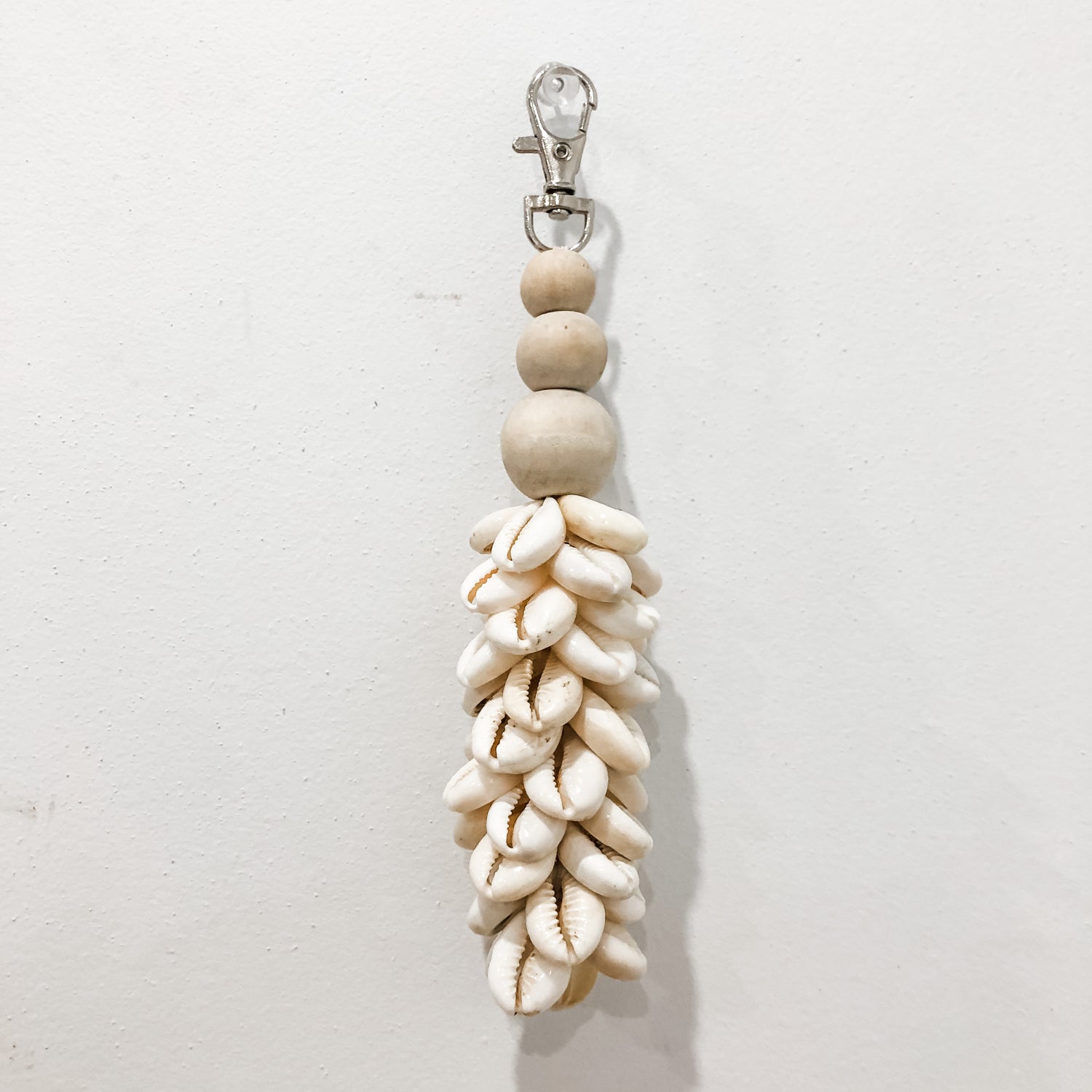 Cowrie Key Ring featuring natural beads