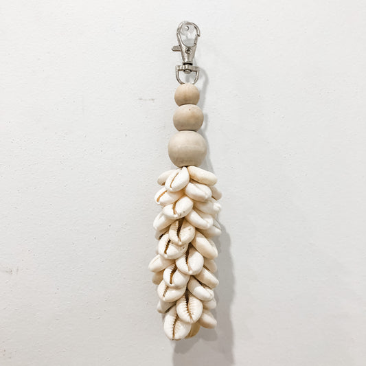 Cowrie Key Ring featuring natural beads