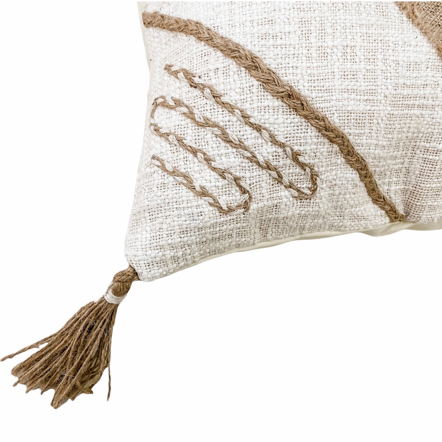 Natural Isle Cushion Cover featuring tassel detail