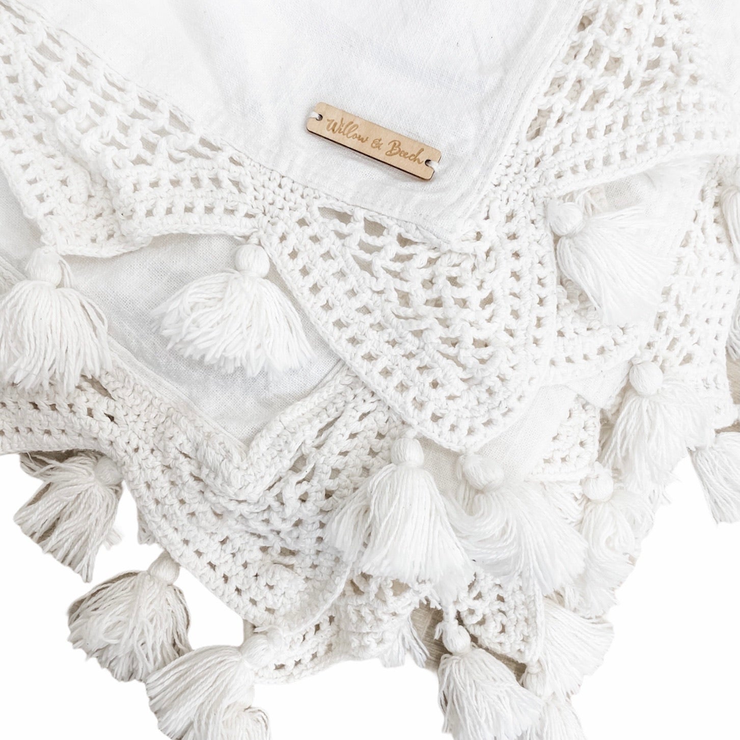 100% cotton white Gypsy Throw Blanket