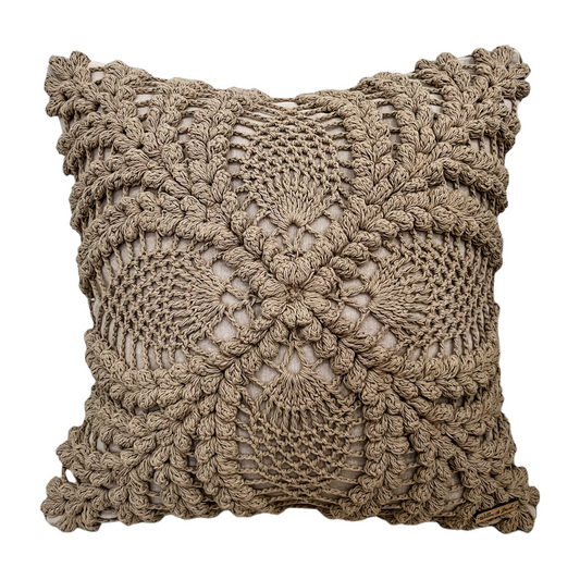 Maria Crochet Cushion Cover | Brown | 50x50cm Preorder