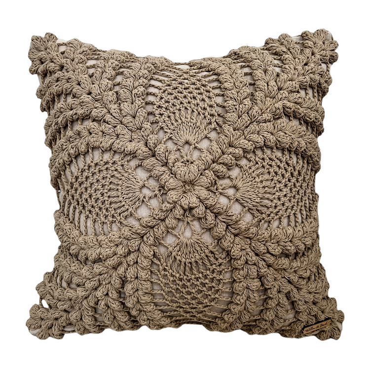Maria Crochet Cushion Cover | Brown | 50x50cm PREORDER
