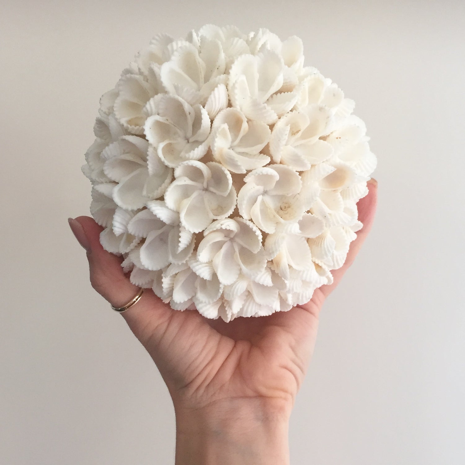 White Flowers Shell Ball Coastal Decoration