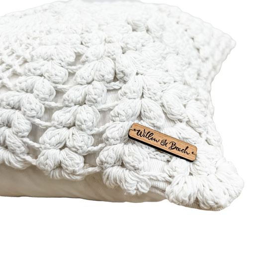 Maria Crochet Cushion Cover | White | 45x45cm