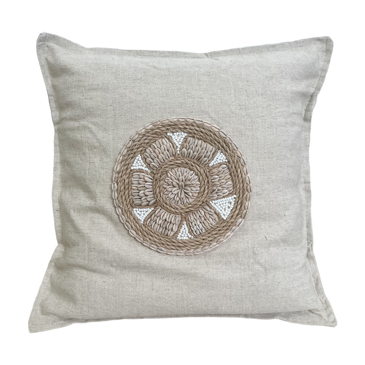 Siren Embellished Cushion | Cowrie Shell | 50x50cm