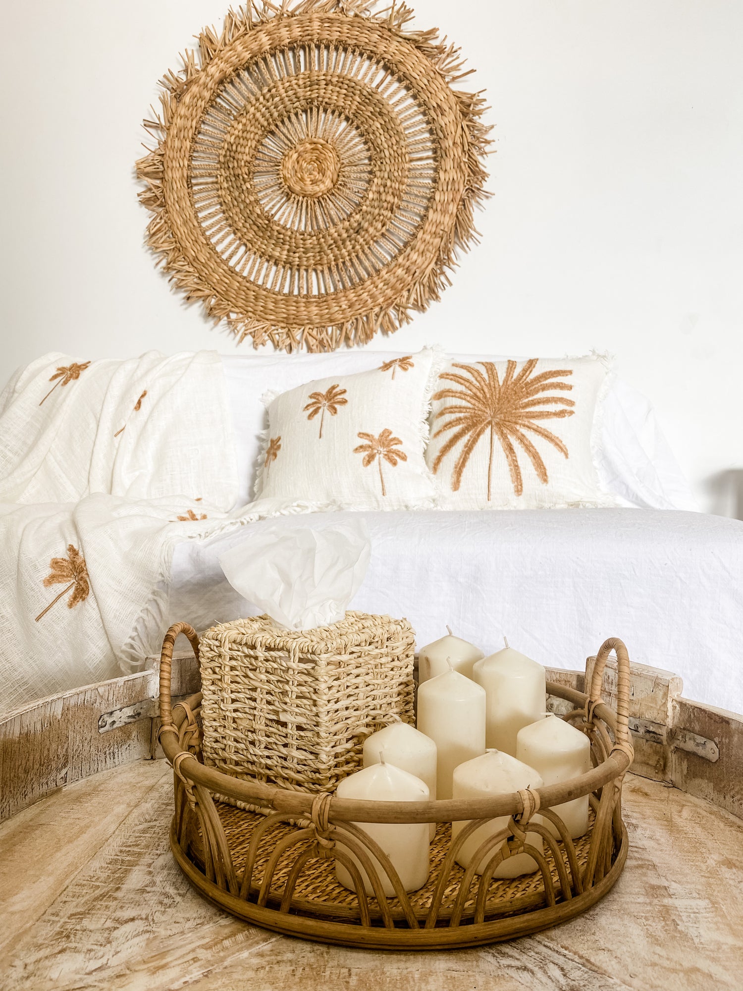 Saffron Palms Cushion Natural Homewares