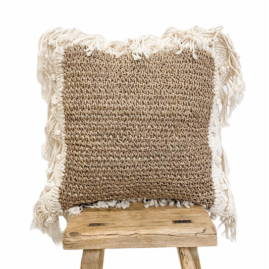 Seagrass Summer Breeze Cushion featuring macrame fringe