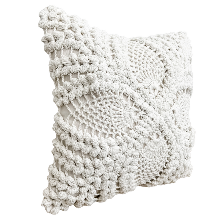 Maria Crochet Cushion Cover | White | 45x45cm