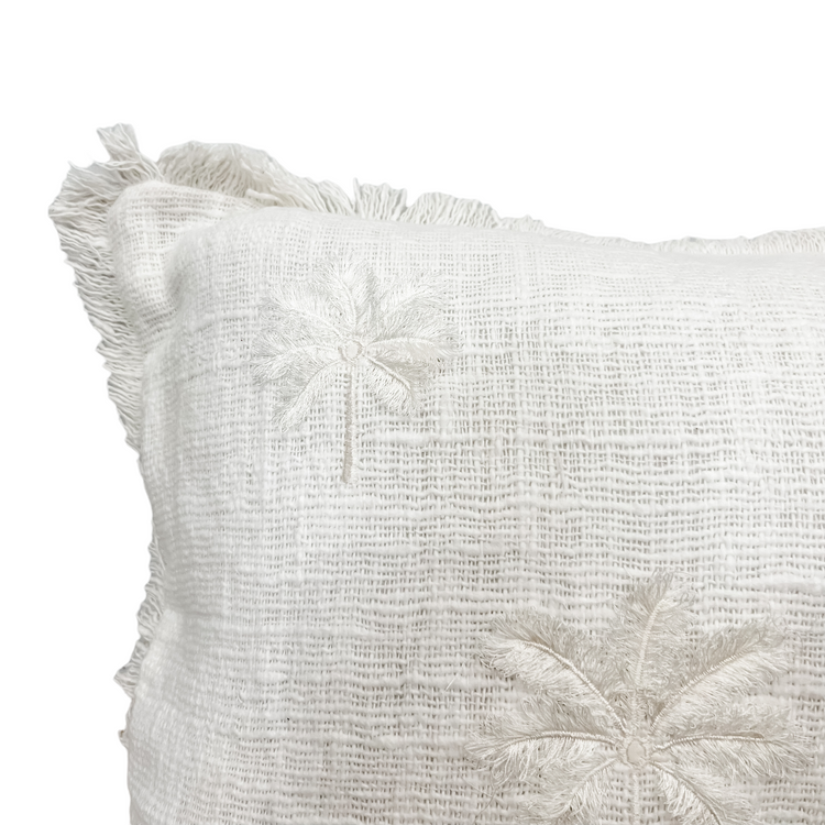 Cotton Slub Vanilla Palms Cushion Cover 