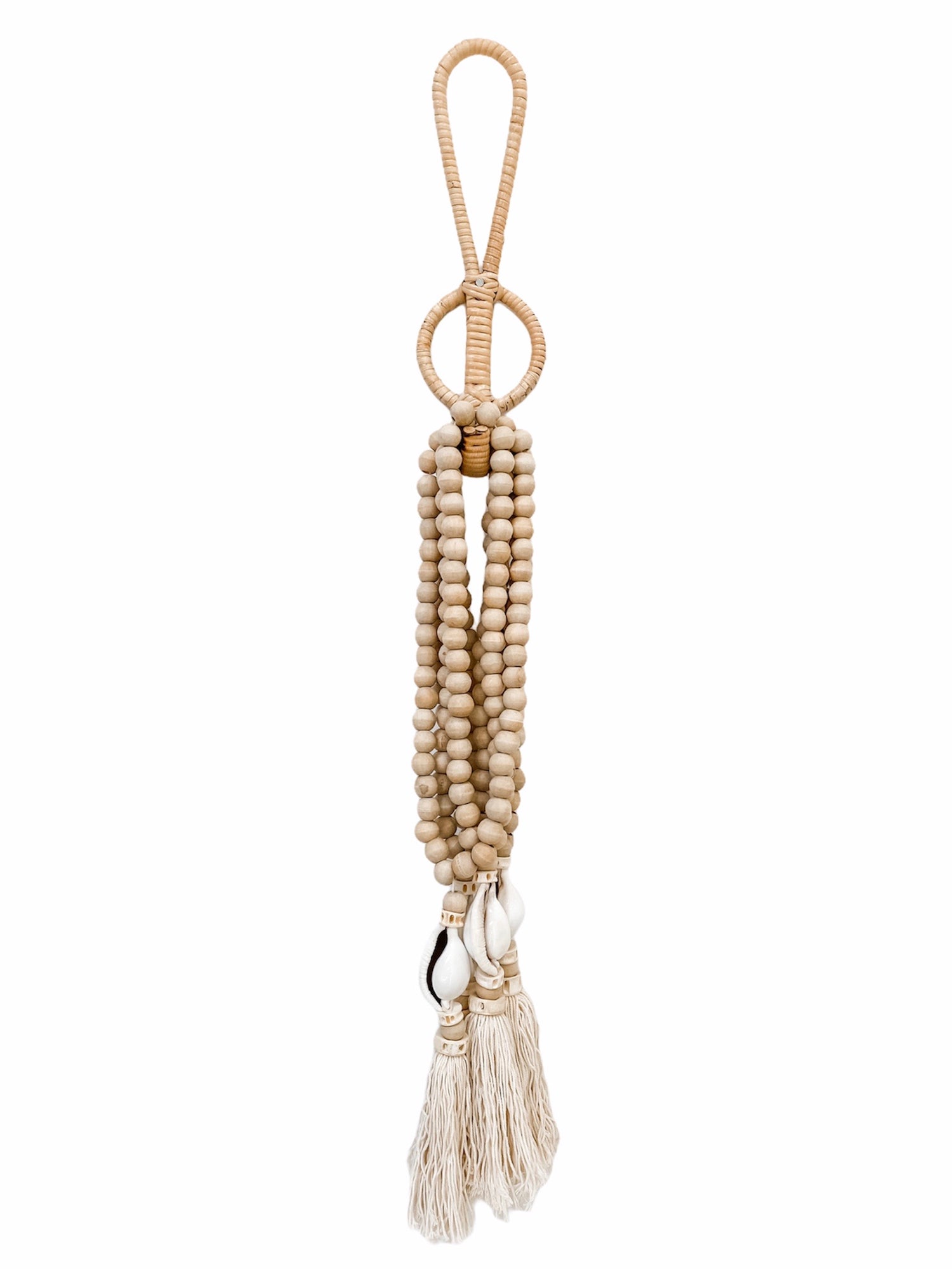 Bay Tassel featuring natural beads and cowrie shell