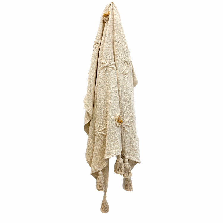 Cotton Slub Embroidered Solstice Throw