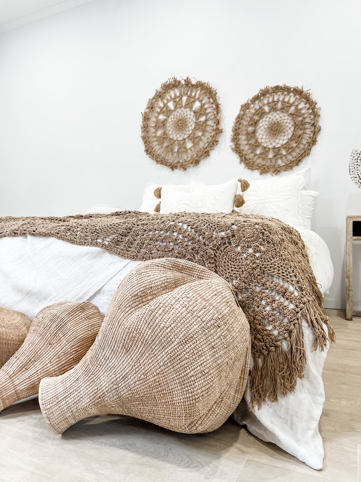 Brown Maria Crochet Throw Bed Runner Boho Decor