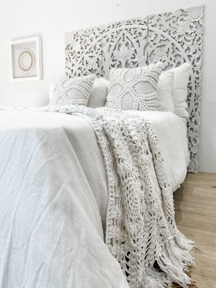 Maria Crochet Throw Bed Runner | White | 90x200cm PREORDER